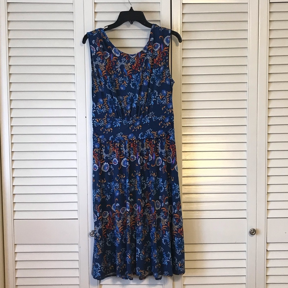 Floral Blue Sleeveless Dress